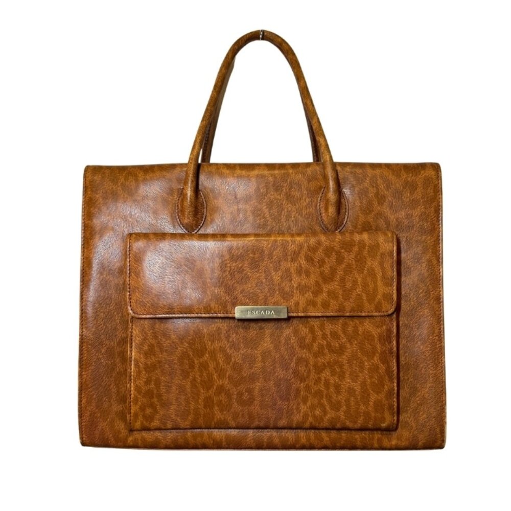 Vintage Escada Leopard Print Structured Briefcase